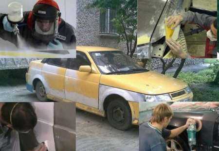 Работа мастеров по покраске авто